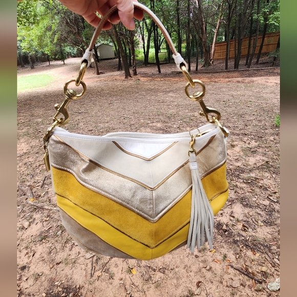 Vintage Coach Soho Suede Chevron Hobo Shoulder Bag - Picture 1 of 6